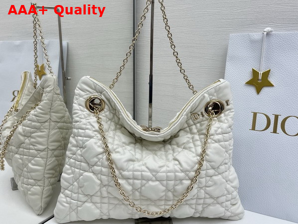 Dior Medium Dior Crunchy Bag Latte Puffy Macrocannage Calfskin Replica