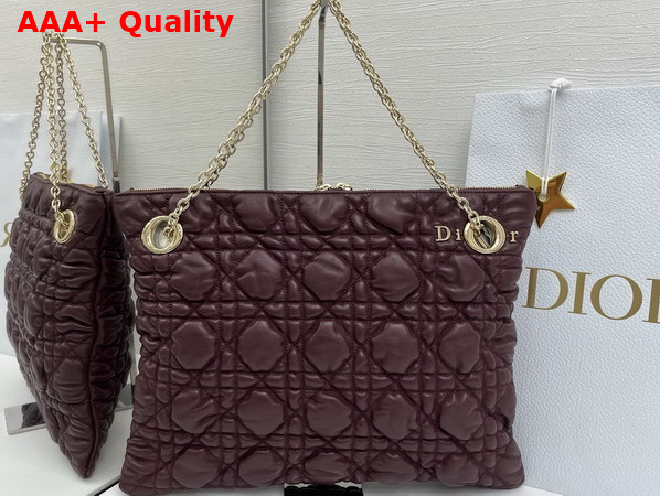 Dior Medium Dior Crunchy Bag Maroon Banner Puffy Macrocannage Calfskin Replica