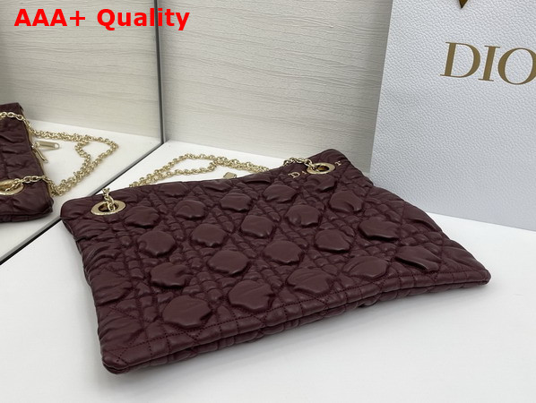 Dior Medium Dior Crunchy Bag Maroon Banner Puffy Macrocannage Calfskin Replica