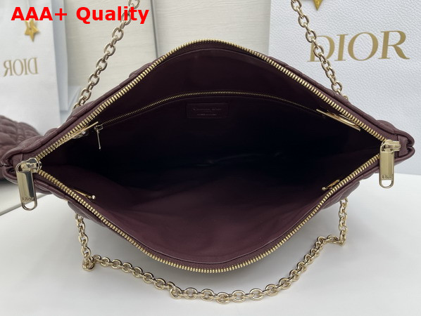 Dior Medium Dior Crunchy Bag Maroon Banner Puffy Macrocannage Calfskin Replica