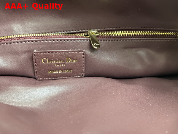 Dior Medium Dior Crunchy Bag Maroon Banner Puffy Macrocannage Calfskin Replica