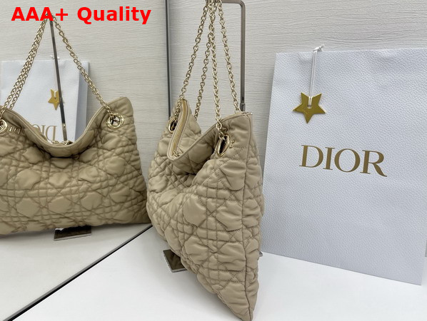 Dior Medium Dior Crunchy Bag Sand Colored Puffy Macrocannage Calfskin Replica