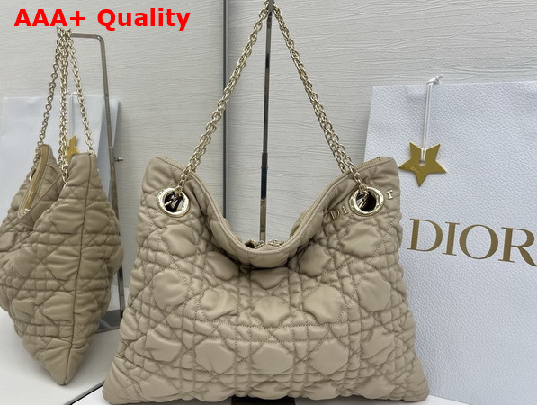 Dior Medium Dior Crunchy Bag Sand Colored Puffy Macrocannage Calfskin Replica