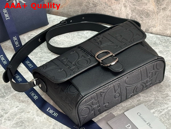 Dior Medium Dior Daily Messenger Bag with Flap Black Dior Gravity Leather and Black Grained Calfskin Replica