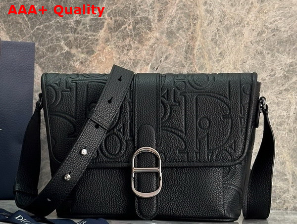 Dior Medium Dior Daily Messenger Bag with Flap Black Dior Gravity Leather and Black Grained Calfskin Replica