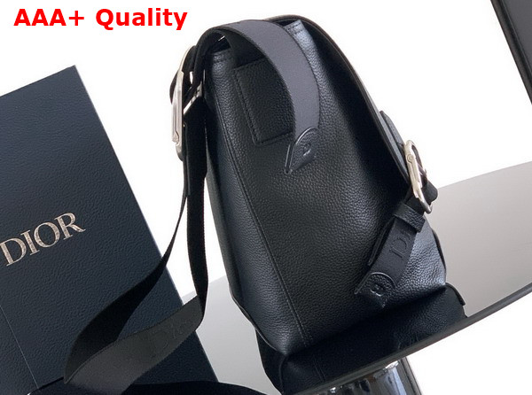 Dior Medium Dior Jett Messenger Bag with Flap Black Grained Calfskin Replica