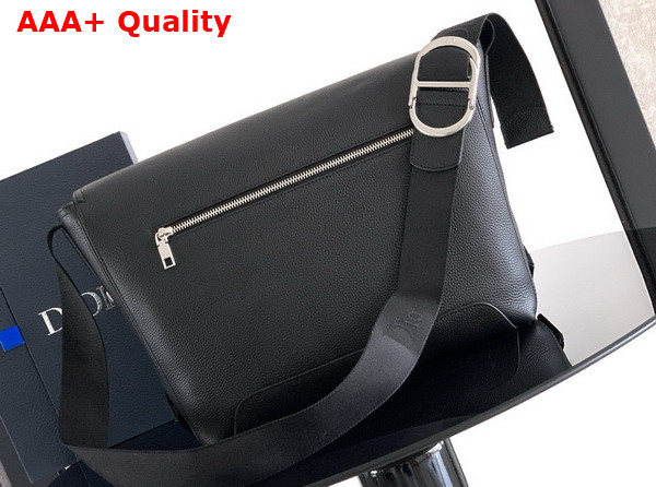Dior Medium Dior Jett Messenger Bag with Flap Black Grained Calfskin Replica