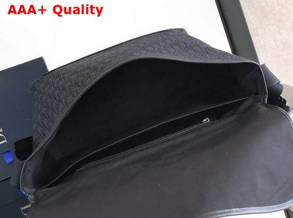 Dior Medium Dior Jett Messenger Bag with Flap Black Grained Calfskin Replica