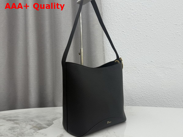 Dior Medium Dior Medaillon Bucket Bag in Black Grained Calfskin Replica