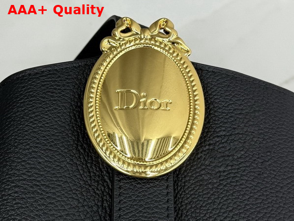 Dior Medium Dior Medaillon Bucket Bag in Black Grained Calfskin Replica