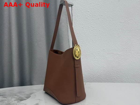 Dior Medium Dior Medaillon Bucket Bag in Brown Grained Calfskin Replica