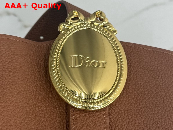 Dior Medium Dior Medaillon Bucket Bag in Brown Grained Calfskin Replica