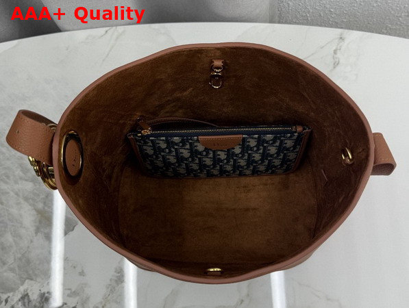 Dior Medium Dior Medaillon Bucket Bag in Brown Grained Calfskin Replica