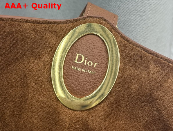 Dior Medium Dior Medaillon Bucket Bag in Brown Grained Calfskin Replica