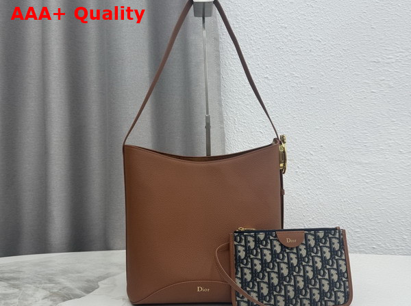 Dior Medium Dior Medaillon Bucket Bag in Brown Grained Calfskin Replica