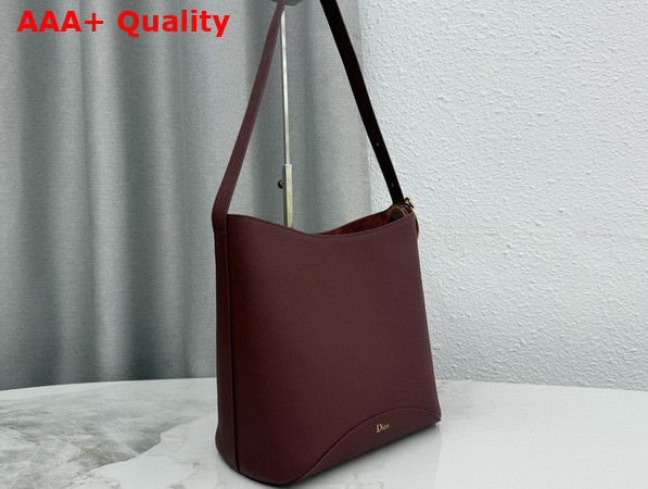 Dior Medium Dior Medaillon Bucket Bag in Burgundy Grained Calfskin Replica