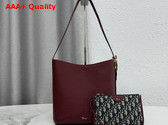 Dior Medium Dior Medaillon Bucket Bag in Burgundy Grained Calfskin Replica