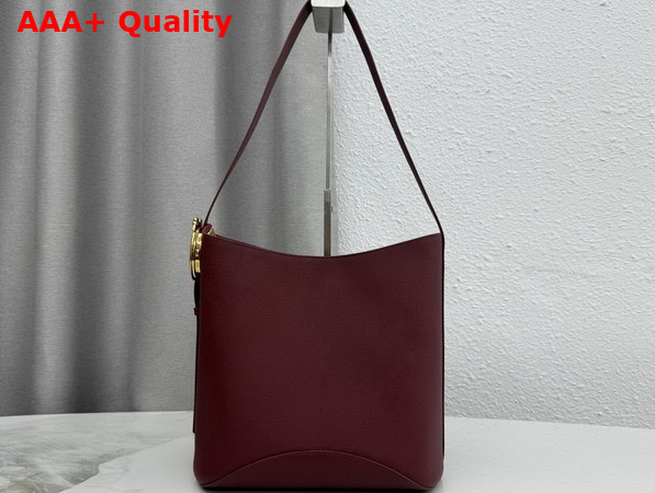 Dior Medium Dior Medaillon Bucket Bag in Burgundy Grained Calfskin Replica