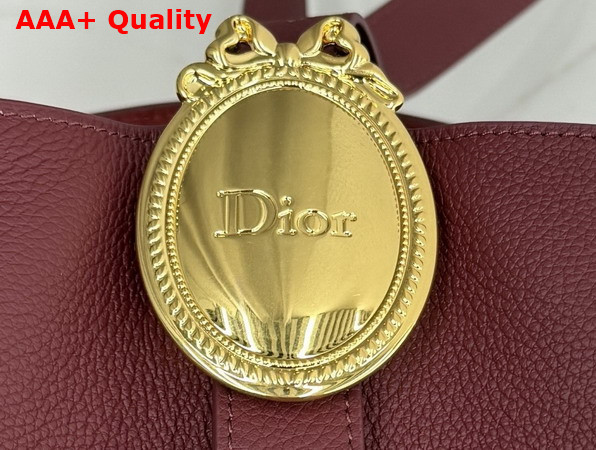 Dior Medium Dior Medaillon Bucket Bag in Burgundy Grained Calfskin Replica