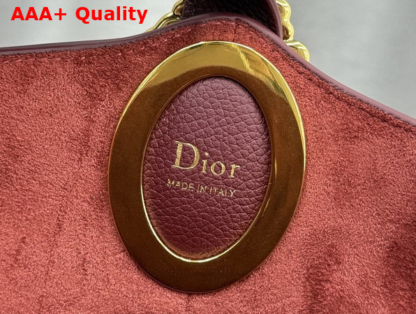 Dior Medium Dior Medaillon Bucket Bag in Burgundy Grained Calfskin Replica