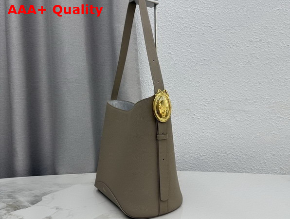 Dior Medium Dior Medaillon Bucket Bag in Elephant Gray Grained Calfskin Replica
