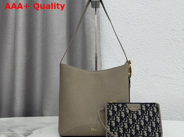 Dior Medium Dior Medaillon Bucket Bag in Elephant Gray Grained Calfskin Replica