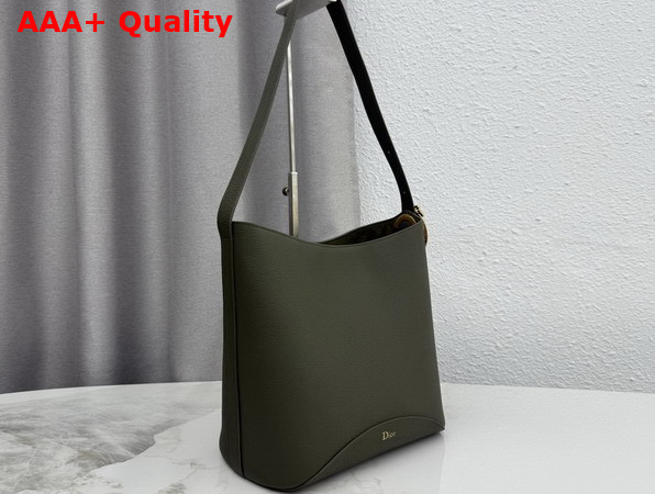 Dior Medium Dior Medaillon Bucket Bag in Khaki Grained Calfskin Replica