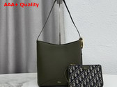 Dior Medium Dior Medaillon Bucket Bag in Khaki Grained Calfskin Replica