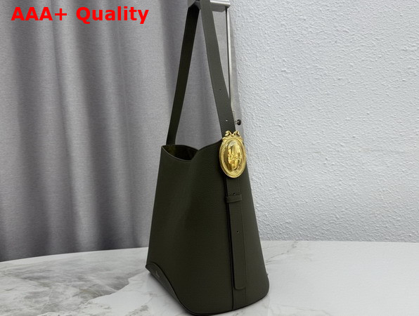 Dior Medium Dior Medaillon Bucket Bag in Khaki Grained Calfskin Replica