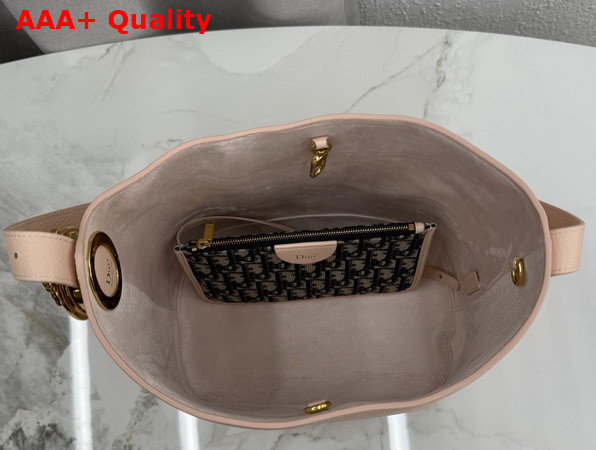 Dior Medium Dior Medaillon Bucket Bag in Pink Grained Calfskin Replica