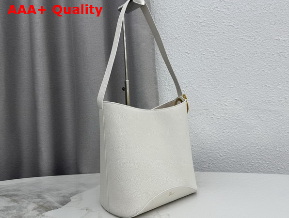 Dior Medium Dior Medaillon Bucket Bag in White Grained Calfskin Replica