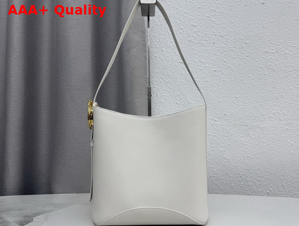Dior Medium Dior Medaillon Bucket Bag in White Grained Calfskin Replica