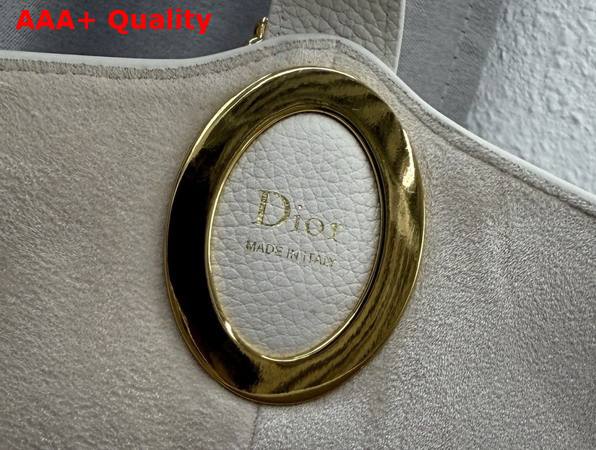 Dior Medium Dior Medaillon Bucket Bag in White Grained Calfskin Replica