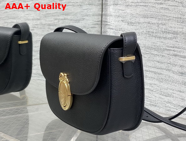 Dior Medium Dior Medaillon Flap Bag in Black Grained Calfskin Replica