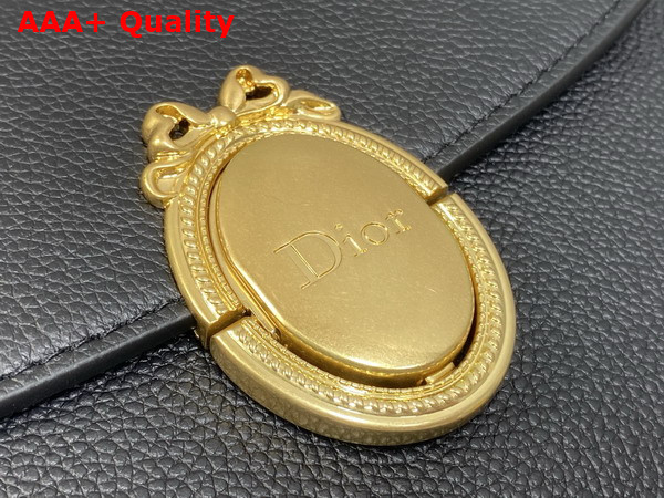 Dior Medium Dior Medaillon Flap Bag in Black Grained Calfskin Replica