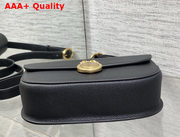Dior Medium Dior Medaillon Flap Bag in Black Grained Calfskin Replica