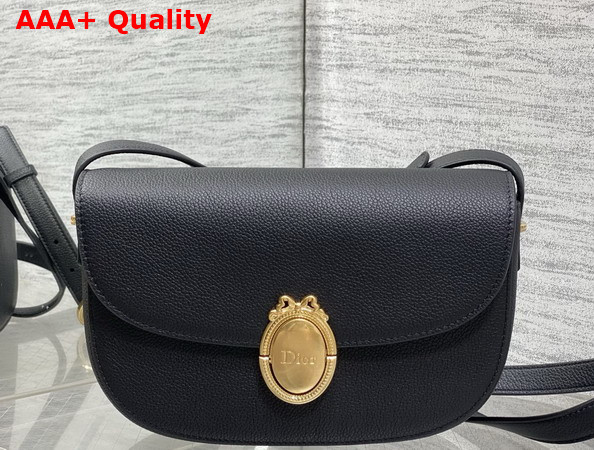 Dior Medium Dior Medaillon Flap Bag in Black Grained Calfskin Replica