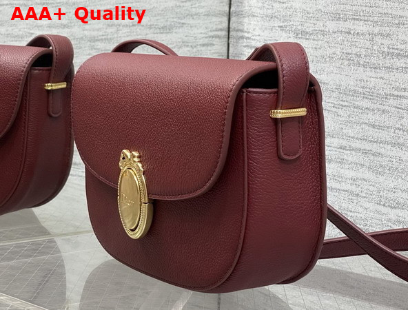 Dior Medium Dior Medaillon Flap Bag in Burgundy Grained Calfskin Replica
