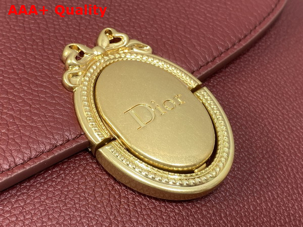 Dior Medium Dior Medaillon Flap Bag in Burgundy Grained Calfskin Replica