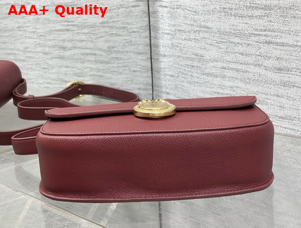 Dior Medium Dior Medaillon Flap Bag in Burgundy Grained Calfskin Replica