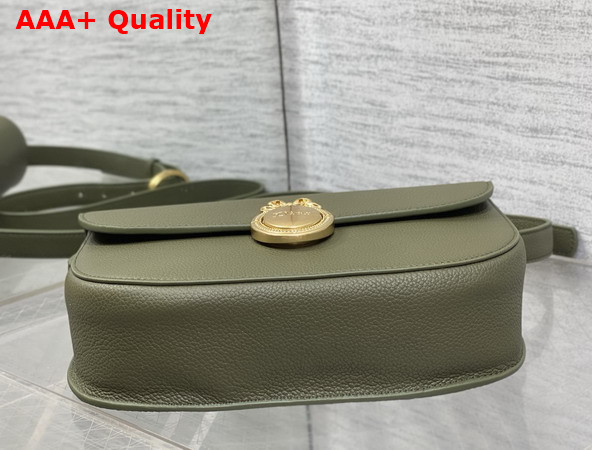 Dior Medium Dior Medaillon Flap Bag in Khaki Grained Calfskin Replica