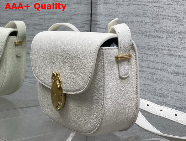 Dior Medium Dior Medaillon Flap Bag in White Grained Calfskin Replica