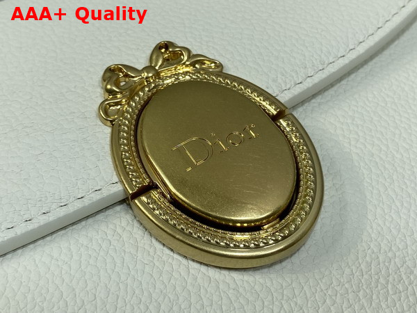 Dior Medium Dior Medaillon Flap Bag in White Grained Calfskin Replica