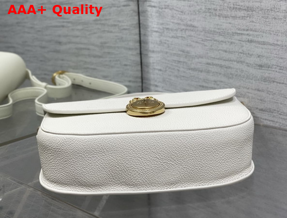 Dior Medium Dior Medaillon Flap Bag in White Grained Calfskin Replica