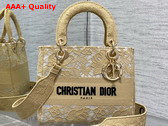 Dior Medium Dior Or Lady D Lite Bag Natural D Lace Embroidery with Macrame Effect Replica