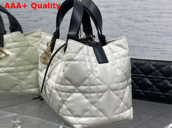 Dior Medium Dior Toujours Bag in Beige and Black Macrocannage Calfskin Replica
