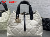 Dior Medium Dior Toujours Bag in Beige and Black Macrocannage Calfskin Replica