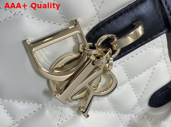 Dior Medium Dior Toujours Bag in Beige and Black Macrocannage Calfskin Replica