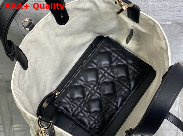 Dior Medium Dior Toujours Bag in Beige and Black Macrocannage Calfskin Replica