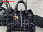 Dior Medium Dior Toujours Bag in Black Tweed with White Cannage Motif Replica